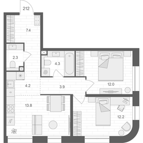 Квартира 60,1 м², 2-комнатная - изображение 1