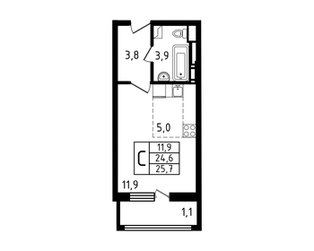 28 м², квартира-студия 4 350 000 ₽ - изображение 15