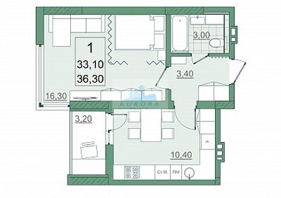 Квартира 33,6 м², 1-комнатная - изображение 1