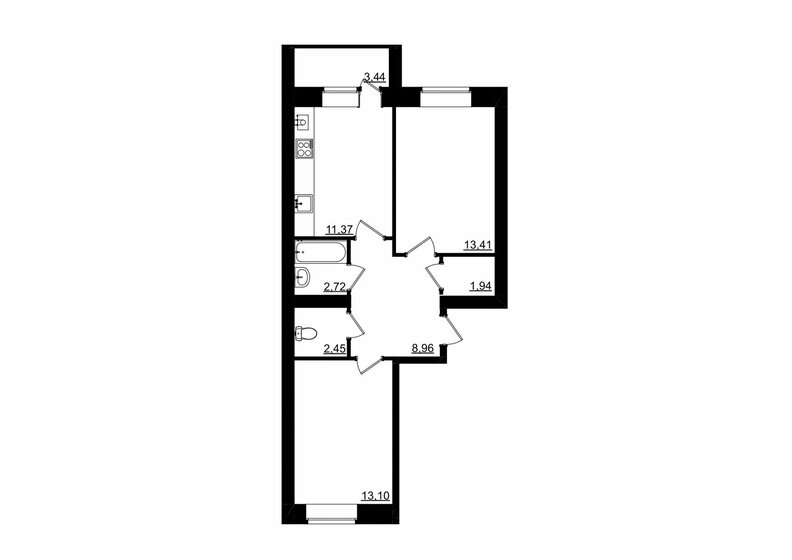 55,7 м², 2-комнатная квартира 4 509 270 ₽ - изображение 1