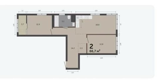 Квартира 67 м², 2-комнатная - изображение 1