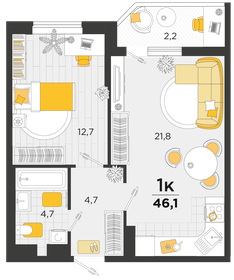 45 м², 1-комнатная квартира 6 600 000 ₽ - изображение 72