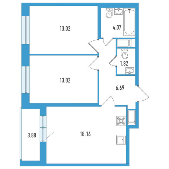 58,7 м², 2-комнатная квартира 12 947 760 ₽ - изображение 46