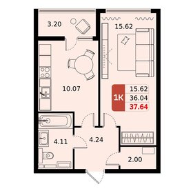 Квартира 37,6 м², 1-комнатная - изображение 1