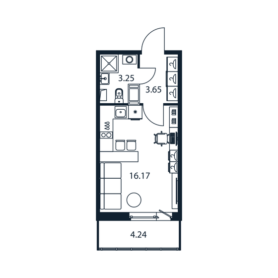 24,3 м², квартира-студия 4 185 888 ₽ - изображение 10