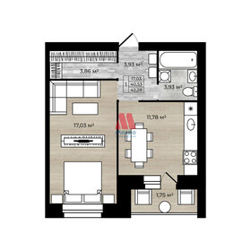 Квартира 42,3 м², 1-комнатная - изображение 1