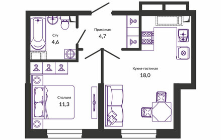 38,5 м², 1-комнатная квартира 6 252 400 ₽ - изображение 34