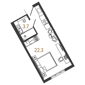 Квартира 26 м², студия - изображение 1