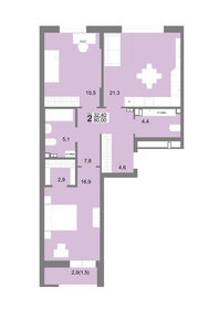 Квартира 79,8 м², 2-комнатная - изображение 1