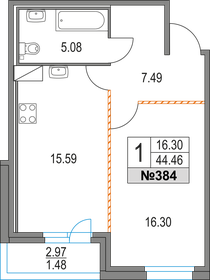 46,1 м², 1-комнатные апартаменты 11 990 000 ₽ - изображение 57