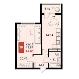 45,8 м², 1-комнатная квартира 7 410 711 ₽ - изображение 50