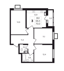 71,6 м², 3-комнатная квартира 7 700 000 ₽ - изображение 5