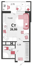 27 м², 1-комнатная квартира 2 350 000 ₽ - изображение 71