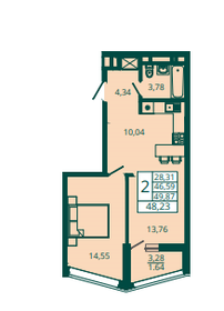 48 м², 1-комнатная квартира 5 500 000 ₽ - изображение 68