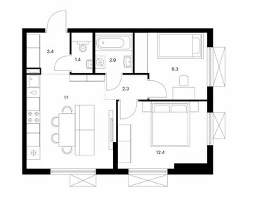 Квартира 48,7 м², 2-комнатная - изображение 1