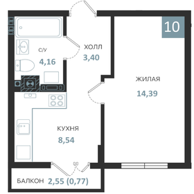Квартира 33 м², 1-комнатная - изображение 1