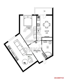 Квартира 57 м², 2-комнатная - изображение 1