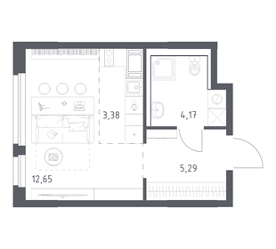 Квартира 25,5 м², студия - изображение 1
