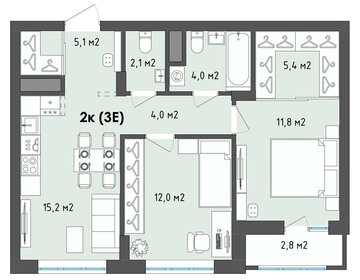 61 м², 2-комнатная квартира 7 438 340 ₽ - изображение 17
