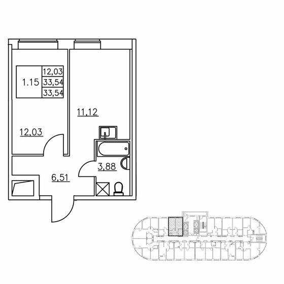 34 м², 1-комнатная квартира 5 999 000 ₽ - изображение 1