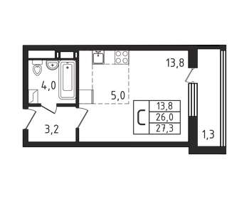 27 м², квартира-студия 3 900 000 ₽ - изображение 22