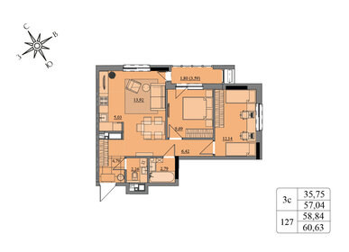 58,4 м², 3-комнатная квартира 3 200 000 ₽ - изображение 75