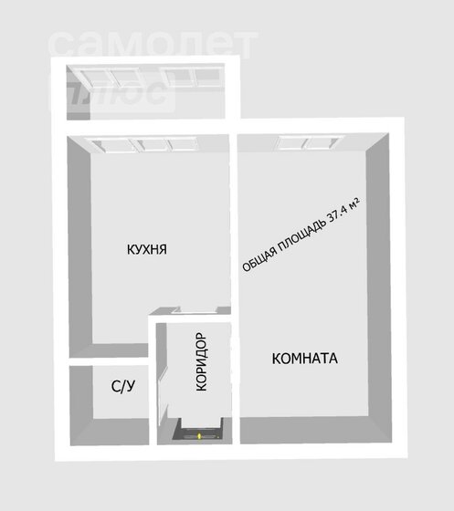 37,4 м², 1-комнатная квартира 4 500 000 ₽ - изображение 1