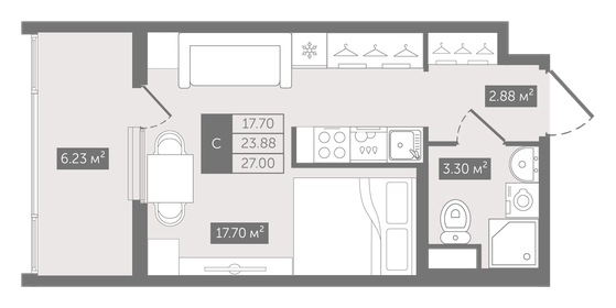 47,5 м², 2-комнатная квартира 48 000 ₽ в месяц - изображение 42