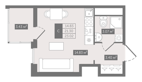 Квартира 23 м², студия - изображение 1