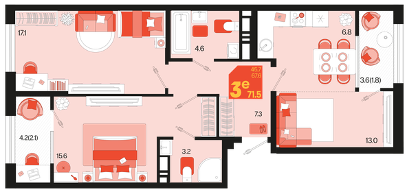 72,5 м², 3-комнатная квартира 8 700 000 ₽ - изображение 3