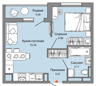 Квартира 34 м², 2-комнатная - изображение 1