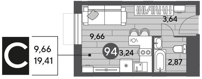 Квартира 19,4 м², студия - изображение 1