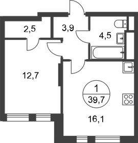 39,7 м², 1-комнатная квартира 12 648 206 ₽ - изображение 13