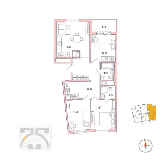 86,9 м², 3-комнатная квартира 20 033 610 ₽ - изображение 1