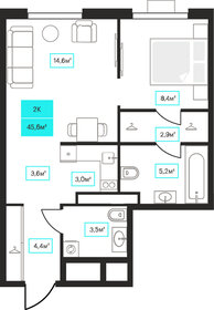 45,6 м², 2-комнатная квартира 6 420 000 ₽ - изображение 3