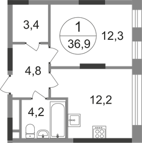 Квартира 36,9 м², 1-комнатная - изображение 1