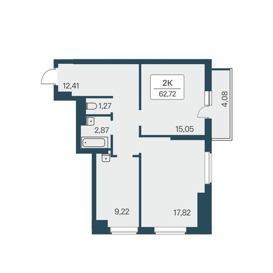 62,7 м², 2-комнатная квартира 5 950 000 ₽ - изображение 1