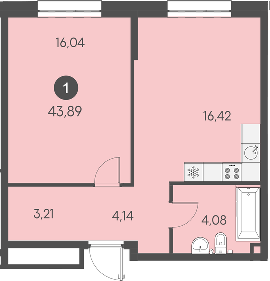 43,9 м², 1-комнатная квартира 7 022 400 ₽ - изображение 1