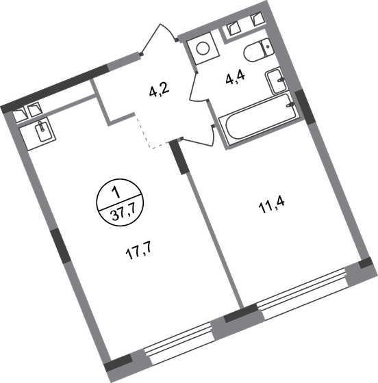 37,7 м², 1-комнатная квартира 10 495 746 ₽ - изображение 1