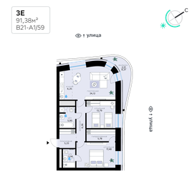 Квартира 91,4 м², 3-комнатная - изображение 1