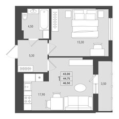 Квартира 44,8 м², 1-комнатная - изображение 2