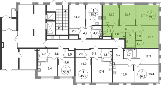 Квартира 79,3 м², 3-комнатная - изображение 2