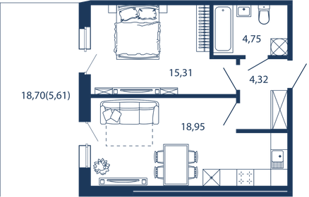 48,5 м², 1-комнатные апартаменты 17 073 556 ₽ - изображение 21