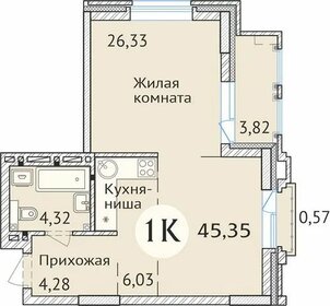 45 м², квартира-студия 6 750 000 ₽ - изображение 65