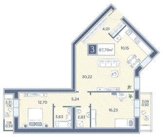 Квартира 87,8 м², 3-комнатная - изображение 1