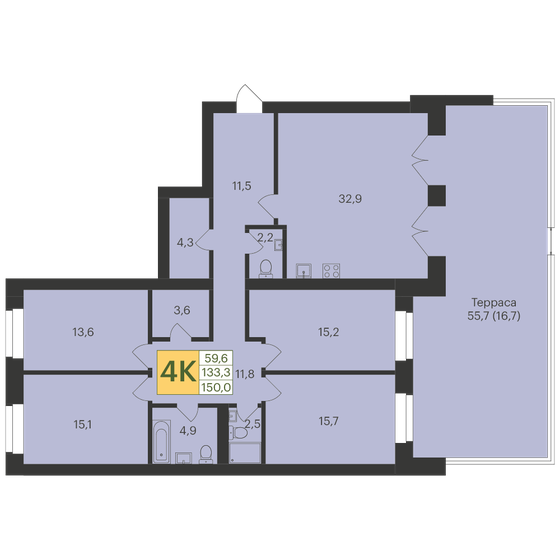 150,5 м², 4-комнатная квартира 17 458 000 ₽ - изображение 1