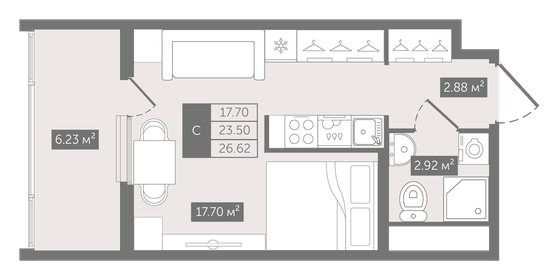 24,6 м², 2-комнатная квартира 6 999 000 ₽ - изображение 119