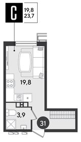 24,4 м², квартира-студия 3 788 200 ₽ - изображение 16