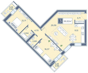 89,5 м², 3-комнатная квартира 10 770 984 ₽ - изображение 47