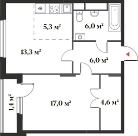 Квартира 53,6 м², 2-комнатная - изображение 1